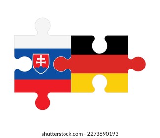 Rompecabezas conectado de banderas de Eslovaquia y Alemania, vector
