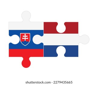 Connected puzzle of flags of Slovakia and Netherlands, vector