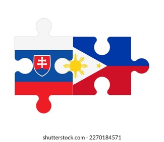 Connected puzzle of flags of Slovakia and Philippines, vector