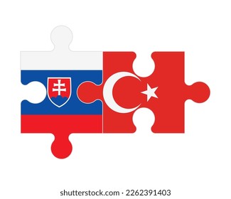 Connected puzzle of flags of Slovakia and Turkey, vector