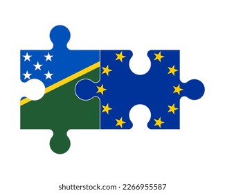 Connected puzzle of flags of Solomon Islands and European Union, vector