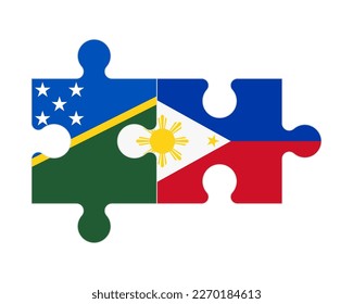 Rompecabezas conectado de banderas de las Islas Salomón y Filipinas, vector