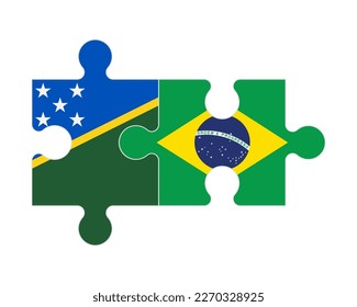 Connected puzzle of flags of Solomon Islands and Brazil, vector