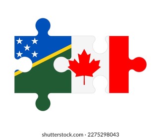 Connected puzzle of flags of Solomon Islands and Canada, vector