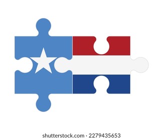 Connected puzzle of flags of Somalia and Netherlands, vector