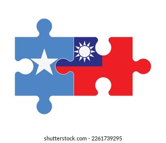 Connected puzzle of flags of Somalia and Taiwan, vector