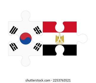 Connected puzzle of flags of South Korea and Egypt, vector