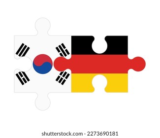Connected puzzle of flags of South Korea and Germany, vector