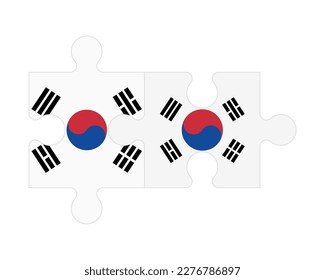 Connected puzzle of flags of South Korea and South Korea, vector