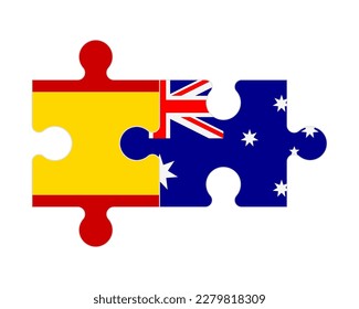 Rompecabezas conectado de banderas de España y Australia, vector