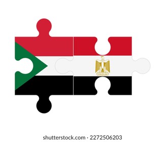 Verbundenes Rätsel der Flaggen des Sudan und Ägyptens, Vektorgrafik