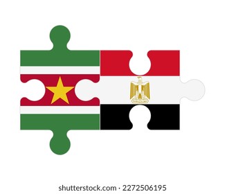 Rompecabezas conectado de banderas de Surinam y Egipto, vector