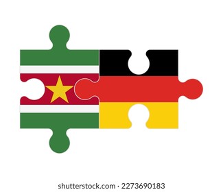 Rompecabezas conectado de banderas de Suriname y Alemania, vector