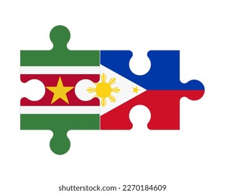 Connected puzzle of flags of Suriname and Philippines, vector