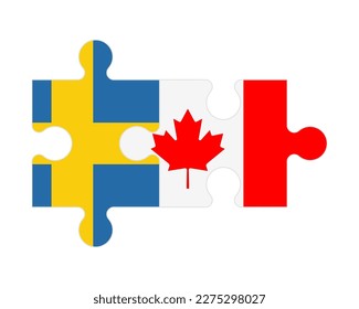 Connected puzzle of flags of Sweden and Canada, vector