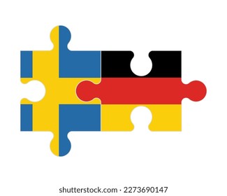 Connected puzzle of flags of Sweden and Germany, vector