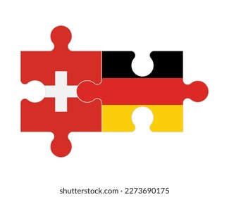 Rompecabezas conectado de banderas de Suiza y Alemania, vector