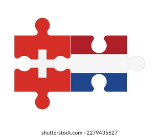 Verbundenes Rätsel der Flaggen der Schweiz und der Niederlande, Vektorgrafik