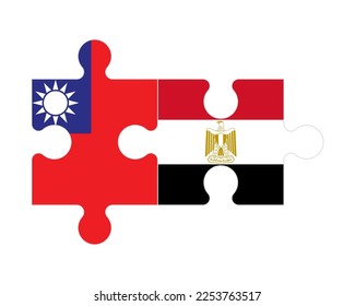 Connected puzzle of flags of Taiwan and Egypt, vector
