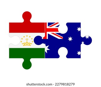 Connected puzzle of flags of Tajikistan and Australia, vector