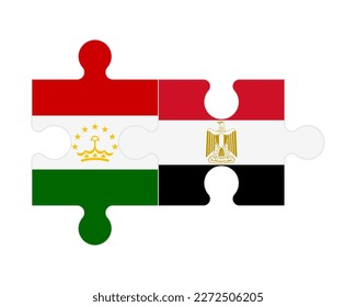 Connected puzzle of flags of Tajikistan and Egypt, vector
