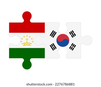 Connected puzzle of flags of Tajikistan and South Korea, vector