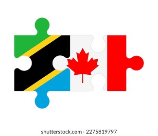 Connected puzzle of flags of Tanzania and Canada, vector