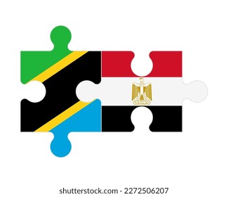 Connected puzzle of flags of Tanzania and Egypt, vector