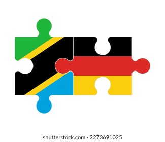 Connected puzzle of flags of Tanzania and Germany, vector