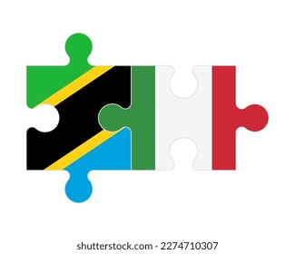 Connected puzzle of flags of Tanzania and Italy, vector