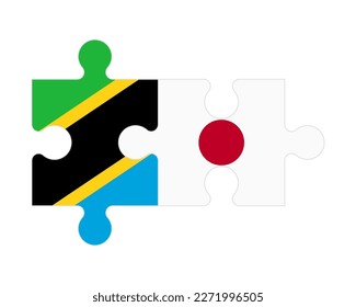 Connected puzzle of flags of Tanzania and Japan, vector