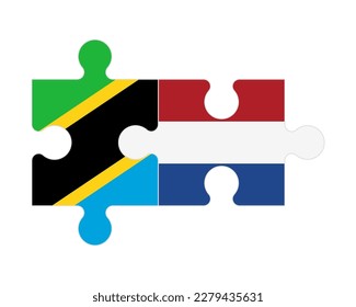 Connected puzzle of flags of Tanzania and Netherlands, vector
