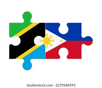 Connected puzzle of flags of Tanzania and Philippines, vector