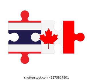 Connected puzzle of flags of Thailand and Canada, vector