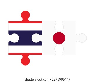 Connected puzzle of flags of Thailand and Japan, vector