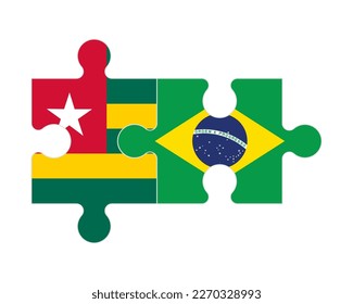 Connected puzzle of flags of Togo and Brazil, vector