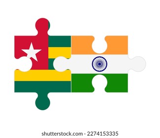 Connected puzzle of flags of Togo and India, vector