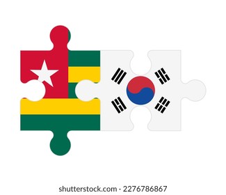 Connected puzzle of flags of Togo and South Korea, vector