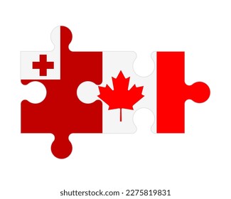 Connected puzzle of flags of Tonga and Canada, vector
