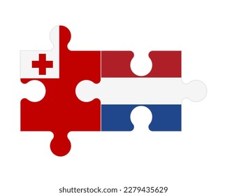 Connected puzzle of flags of Tonga and Netherlands, vector