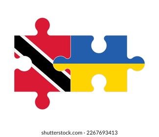 Connected puzzle of flags of Trinidad and Tobago and Ukraine, vector