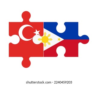 Connected puzzle of flags of Turkey and Philippines, vector