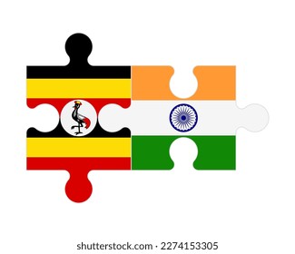 Connected puzzle of flags of Uganda and India, vector