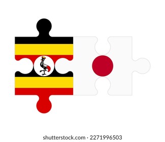 Verbundenes Rätsel der Flaggen Ugandas und Japans, Vektorgrafik