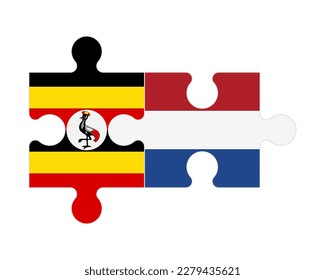 Verbundenes Rätsel der Flaggen Ugandas und der Niederlande, Vektorgrafik