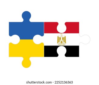 Rompecabezas conectados de banderas de Ucrania y Egipto, vector