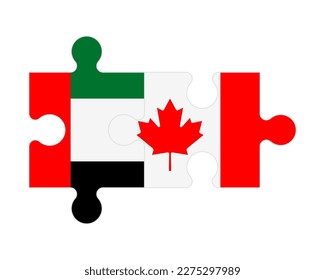 Connected puzzle of flags of United Arab Emirates and Canada, vector