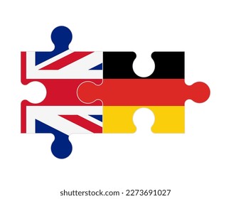 Connected puzzle of flags of United Kingdom and Germany, vector