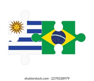 Verbundenes Rätsel der Flaggen Uruguays und Brasiliens, Vektorgrafik