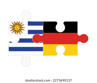 Connected puzzle of flags of Uruguay and Germany, vector